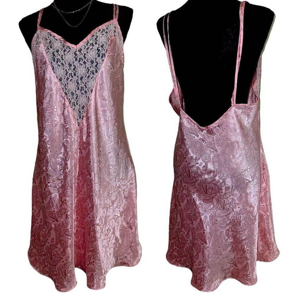 Vintage intimate pleasures pink paisley pink romantic nightgown size XL